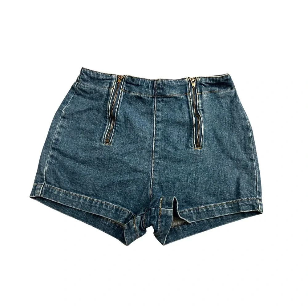 Forever 21 Denim Shorts Womens 26 Blue Excellent High Waist Exposed Zippers